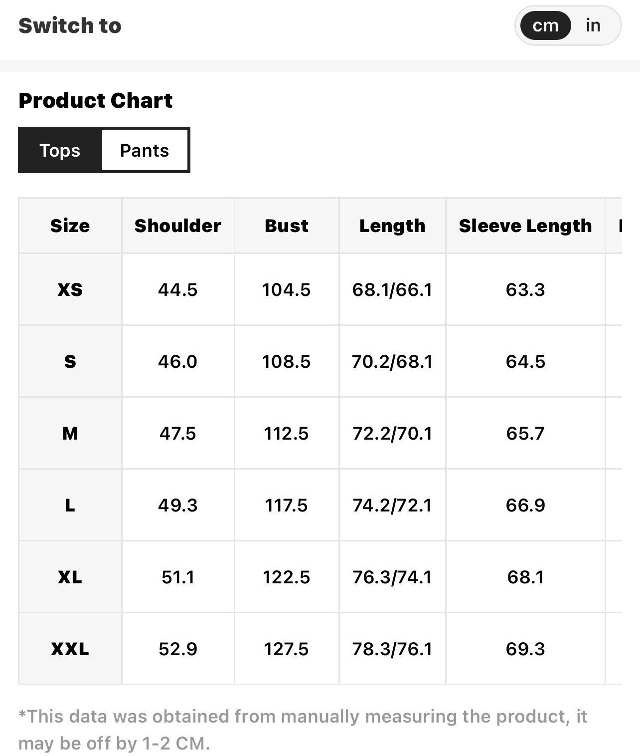 Size Chart
